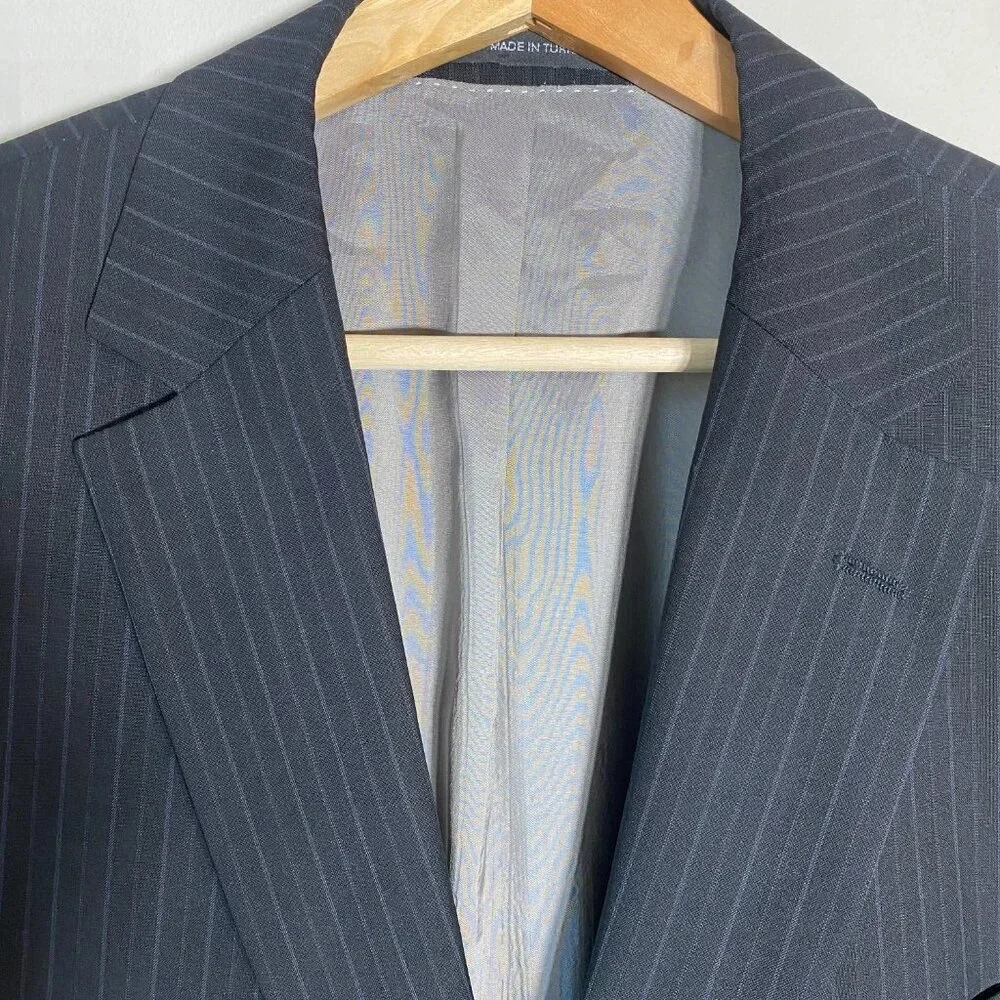 Boss Hugo Boss Pinstripe Wool Sport Coat Dinner Jacket Blazer Men's 44R Black